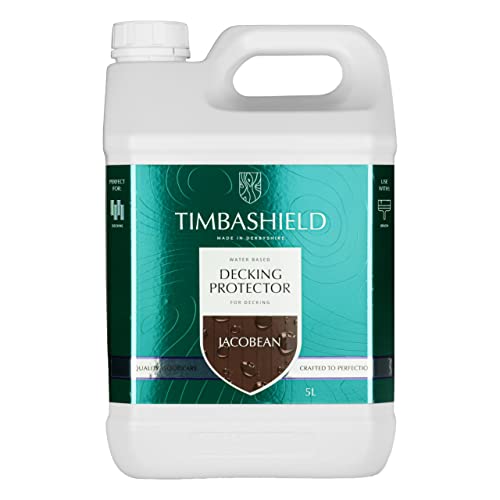 Timbashield - Jacobean Decking Protector - 5L - Water Based Decking Stain - Long Lasting & Durable - Deck Stain - Easy Application - Protects & Enhances - Wood Treatment for Garden Decking