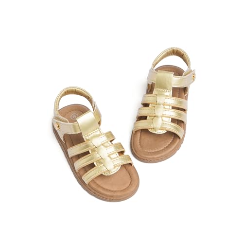 Image of QIY Toddler Girl Sandals Little Kids Summer Dress Shoes Open Toe Flats Princess Sandals for School Beach Party
