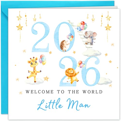 Hierein New Baby Boy Card 2026 Welcome to the World New Baby Card