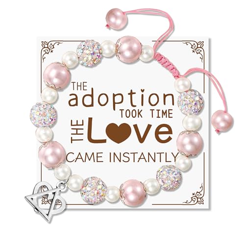Image of LZ EMOTION Natural Stone Adoption Bracelet Adoption Jewelry with Adoption Symbol Adoption Day Gifts for Adoptive Parents Gotcha Day Gift, Thank You Gifts