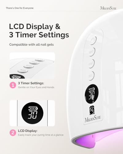 Image of MelodySusie Cordless UV Nail Lamp with 3 Timers & Smart Sensor, 2026 Uprgraded P-Plus30G Rechargeable UV Light Cures All Gels, Especially Builder, Hard, Extension, Acrylic & Chrome Gel Polishes White