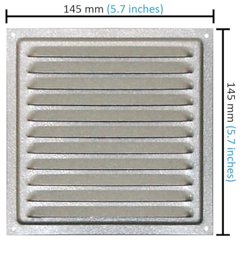 Metal Air Vent Cover, Galvanised Steel Ventilation Grille with Insect Mesh, Indoor & Outdoor Vent Grid, Low‑Profile 8 mm - Image 2
