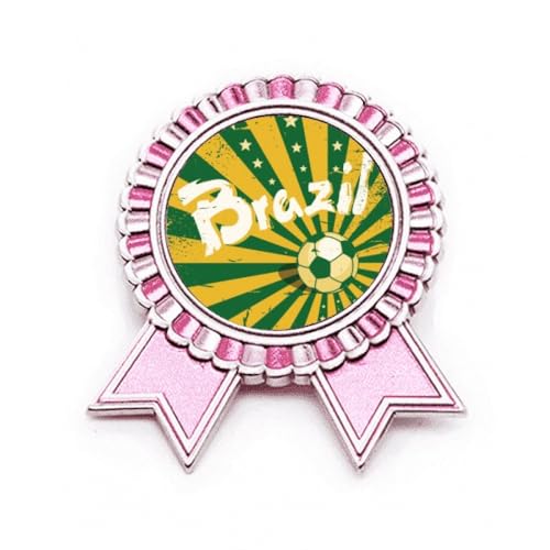 Broche Soccer en métal aux finitions soignées culture du Brésil jaune vert rose M