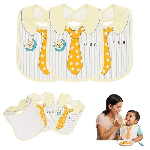 Image of Waterproof Spill Resistant Bibs, Baby Apron with Bib, Baby Bibs for 6 to 12 Months, Fastdry Bibs, Soft Cotton Bib (Set of 3)