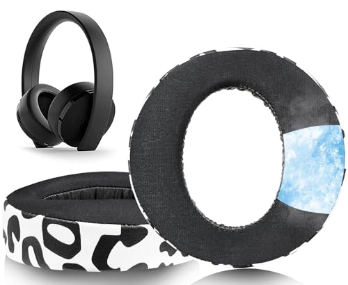 Image of SOULWIT Cooling-Gel Ear Pads Cushions for Sony New Gold Wireless PlayStation PS4 Headset, Replacement Earpads for 2018 Version, Headphone Model CUHYA-0080 - Snow Leopard