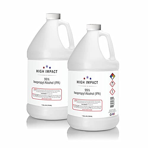 Isopropyl Alcohol 99% (IPA) by HIGH IMPACT | Medical Grade Isopropyl Rubbing Alcohol | Good for Hand and Skin Application | MADE IN THE USA | Gallon - Pack of 2