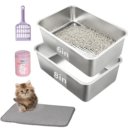 Arenero para gatos XL acero inoxidable 23.6x15.7x6 pulg miniatura 1