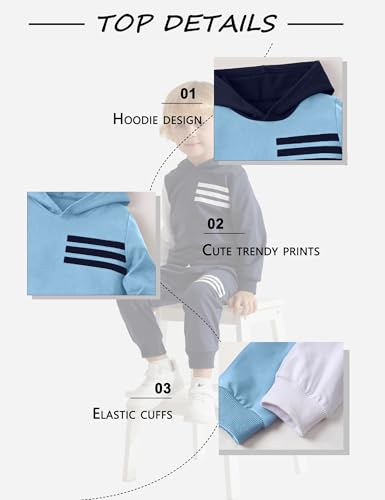 Image of Toddler Boy Clothes Long Sleeve Hoodie Sweatsuits Tops and Pants 2Pcs Boys Fall Winter Outfits Set
