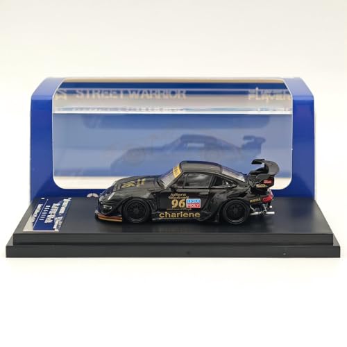 Street Warrior SW 1:64 para RWB 993 Charlene de cuerpo ancho modificado cola baja #96 modelo negro fundido a presión colección de autos juguetes regalo