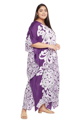 Image of Oussum Women Polyester Casual Long Plus Size Beach Caftan Cover Up Maxi Dress 1X-3X Summer Kaftan Dresses for Women