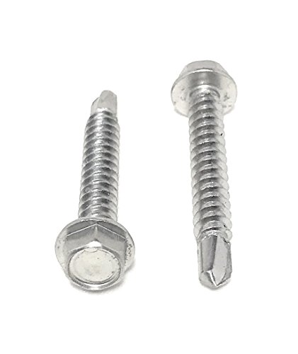 #12x1 1/2 Stainless Steel Hex Washer Head Self Drilling Tapping TEK Screw (410 Stainless Steel) 50 Pieces 12x1-1/2