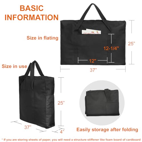 Image of Cupohus 25 inch x 37 inch Lightweight Art Portfolio Bag (Edition 2.0) with Outer Pockets and Handle, Student Carry Transport Storage Bag for 24 inch x 36 inch Artworks