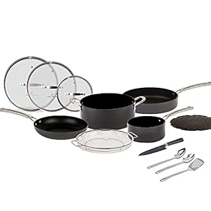 Emeril Everyday Lagasse Kitchen Cookware, Forever Pans, Pots and Pans Set with Lids, Hard-Anodized Nonstick, Black (13 Piece Set)