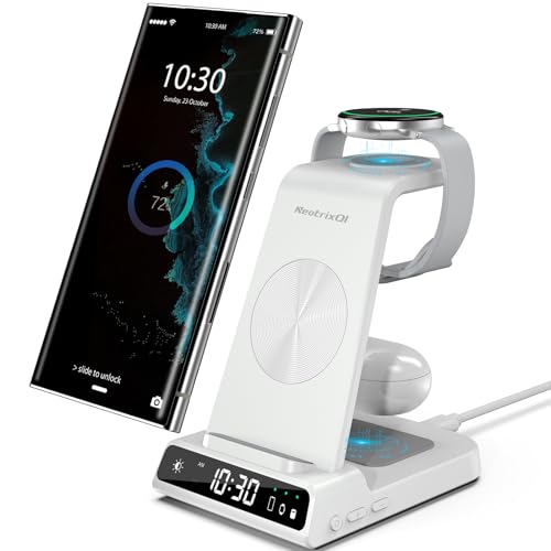 Wireless Charger for Samsung Charging Station, 3 in 1 Android Phone Wireless Charger for Samsung Galaxy S24 Ultra/S23 Ultra/Z Flip 5/Fold 5/Bud, Charger for Galaxy Watch 7/6/5/4(Samsung Watch Only)