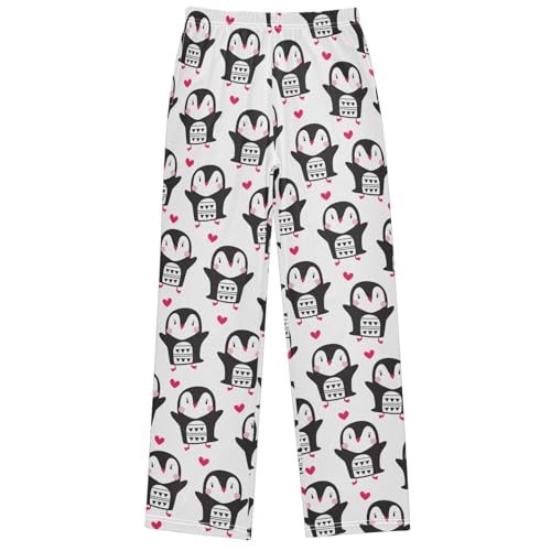 Boy's Pj Pants Penguin Bird Heatr Illustration Lounge Bottoms Elastic Kids Sweatpants Joggers with Pockets Size 6-14