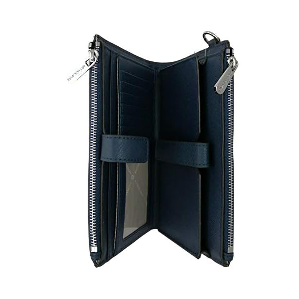 Michael Kors Jet Set Travel Double Zip Saffiano Leather Wristlet Wallet 2019 New Color (Navy), Medium