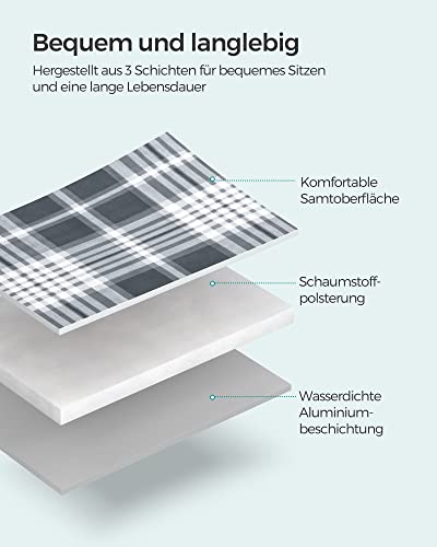 SONGMICS Picknickdecke, 195 x 150 cm, groß, Campingdecke, für Park, Garten, Strand, wasserdicht, faltbar, grau-weiß GCM60GW
