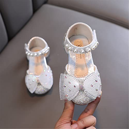 Toddler Little Kid Low Heels Dress Closed Toe Bowknot Rhinestone Flats Shoes Sandals for Girls2