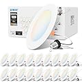 LVWIT 6 inch LED Recessed Lighting, Slim Can Lights with White Cover, 5CCT Color Selectable, Dimmable Downlight with E26 Conversion Kit, 18 Pack