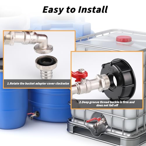 Zocipro 3/4" Alloy IBC Tank Fittings, Leakproof IBC Tank Tap Adapter, IBC Tank Valve Kit for S60x6 Water Storage Tank Tap - Image 4