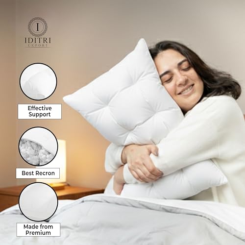 Image of Luxury Hotel Bed Pillow, Premium Microfiber Filling, Jacquard Fabric, Concealed Zipper, Breathable Washable Cover, White Comfort Bedding Cushion Soft, 68 x 45 x 25 cm