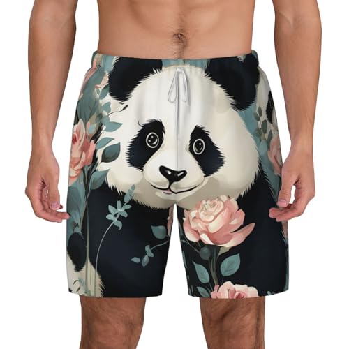 Men's Swim Trunks Quick Dry Board Shorts Lovely Panda Printed Beach Shorts with Pocket Bathing Suits for Men