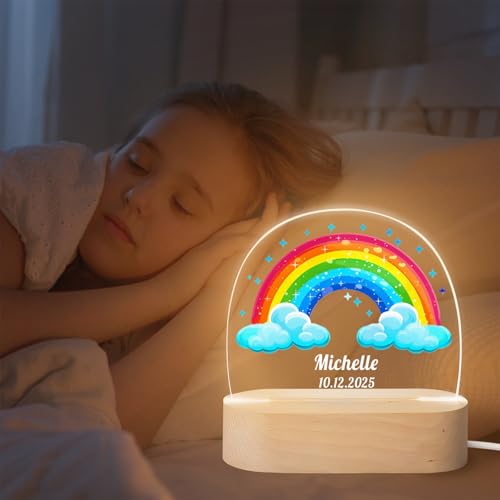 Lámpara de noche personalizada con luces LED y base de madera miniatura 4