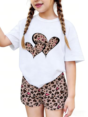 Image of Axumity Kid Toddler Girl Clothes Summer Ruffle Sleeve Figure Graphic Shirt + Shorts Summer Outfits Set