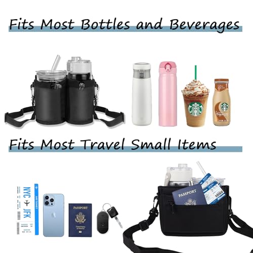 Image of zxbaers Luggage Cup Holder, Free Hand Drink Caddy Fit Most Suitcase Handles Portable Travel Cup Holder with Adjustable Strap Hold Two Cups Airplane Travel Accessories Must Haves