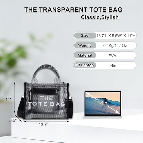 Image of Clear Tote Bag Stadium Events Large Clear Purse for Women Transparent Crossbody Bag for Concert,Work,Beach,Sport