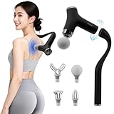 Packlyx 筋膜リリースガン ハンディガン【延長設計・背中まで届く】12段階強力振動 10mm振幅 3000mAh大容量バッテリー Type-C急速充電対応 4種類ヘッド付属 全身リフレッシュ 筋膜ガン 男女兼用 日本語説明書付き ギフト最適 ブラック