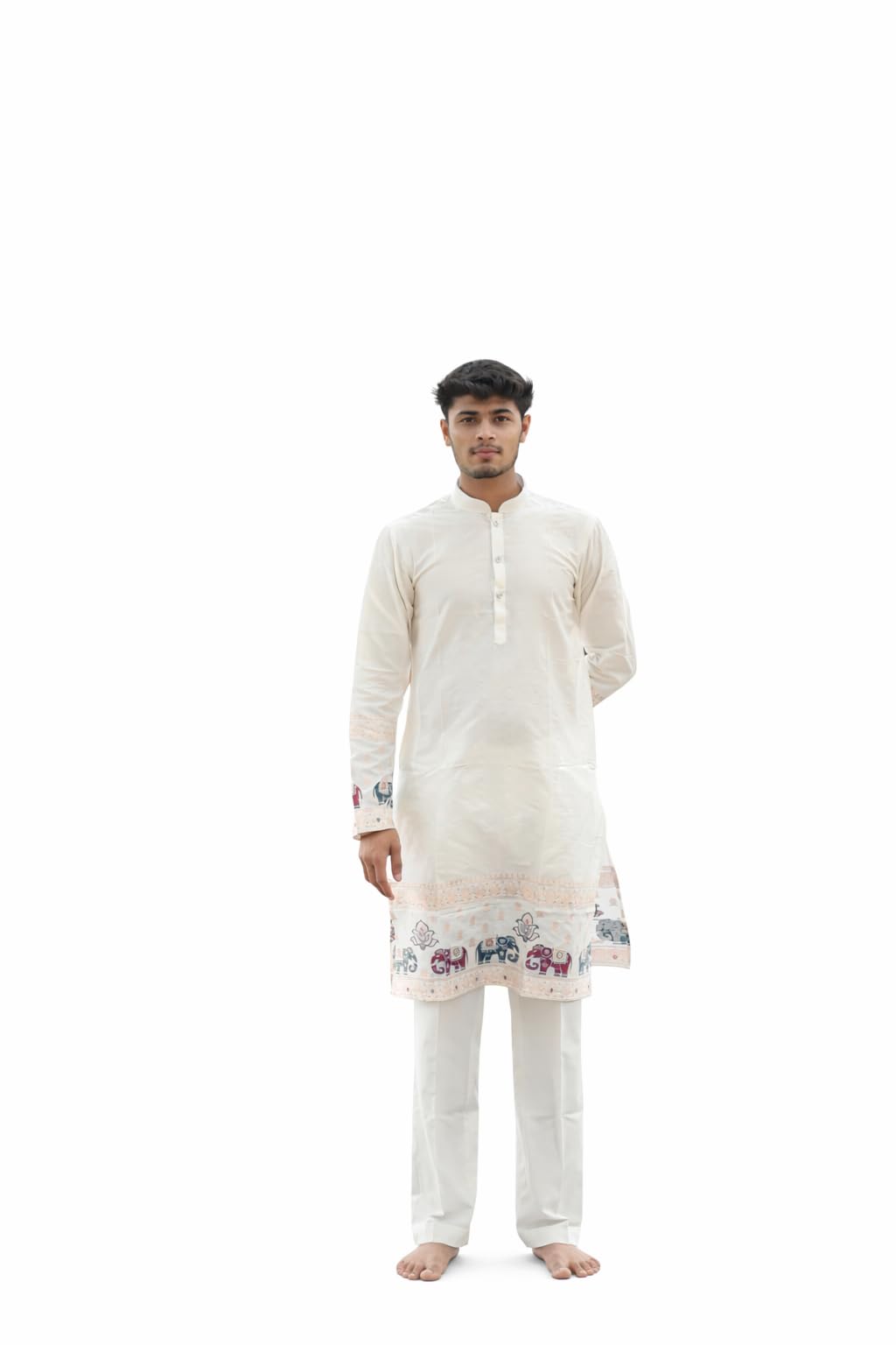 sanskruti TOSPY hathi Jacquard Designer Kurta for Men – Cotton Silk Fabric with Two-Tone Zari Work & Deer Hut Daman Design-picture-27