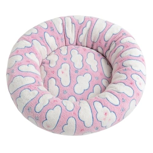 Cama Pet Redonda de Pelúcia para Cachorro e Gato 60x60 cm - Caminha Macia, Confortável, Lavável e Antiderrapante(Variado Masculino,Pelúcia 60X60 cm)