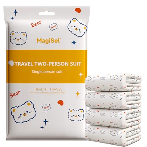 MagiSel Lenzuola Usa e Getta, Lenzuola Monouso da Viaggio Set, 4PCS Set Hotel Non Tessuto Lenzuola, Biancheria da Letto, Antibatterico per Viaggi, Hotel, Ospedale, Morbido e Confortevole (220×230 cm)