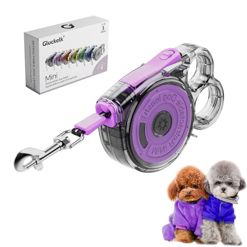Gluckelk 10ft Retractable Dog Leash for Small Dogs, Puppies, and Cats, 360&deg; Tangle-Free, One-Handed...