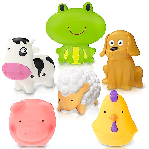 Farm Animals Baby Bath Toys for Kids Toddler Ages 1-3, No Hole Bathtub Pool Toys for 1 2 3 Year Old Boy Girl Birthday, Toddler Toys