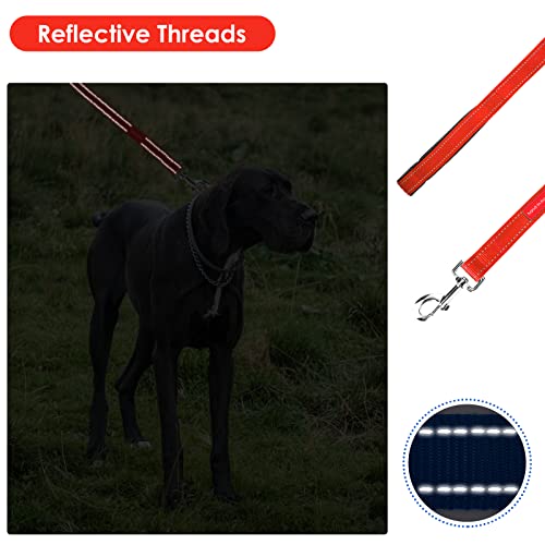 TIESOME Kurze Hundeleine mit gepolstertem Griff, doppeltes Gurtband Nylon reflektierende Haustier Leinen Hundeleine für Walking Training (Rot)