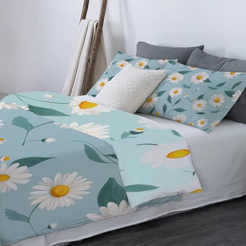 Linge de lit marguerites imprimées 3D en microfibre douce 220x240 cm