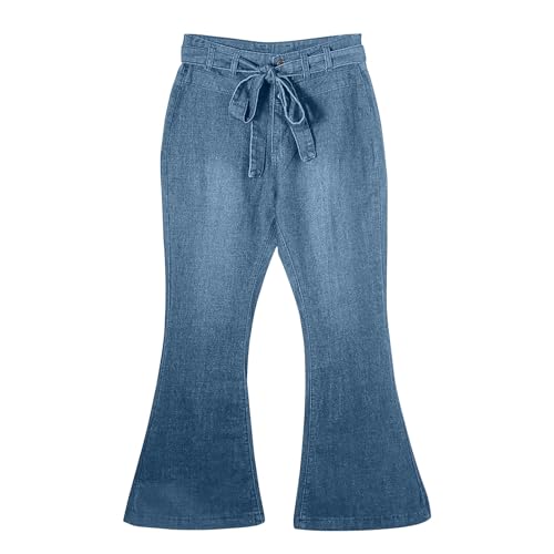 Jeans for Women's Elastic High Waist Bell Bottom Wide Leg Denim Pants Casual Flare Trouser Trousers with Pockets4