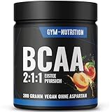 BCAA Pulver Ice Tea Peach hochdosiert - 2:1:1 mit 13.000mg pro Portion - Essentielle Aminosäuren Leucin, Isoleucin, Valin - Leckerer Geschmack - Vegan & in Deutschland produziert