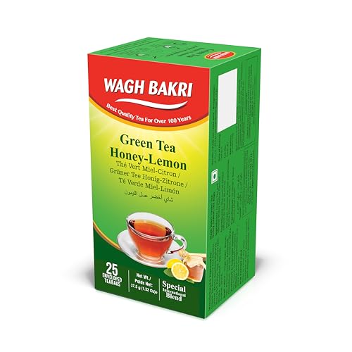 Image of Wagh Bakri Green Honey Lemon, 25 Tea Bags (Pack Of 2) - Green, 45 G