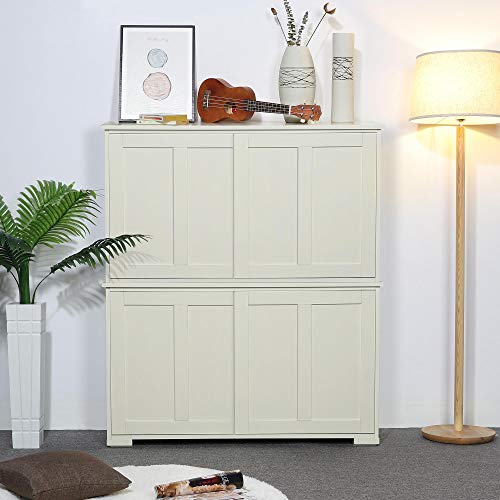 image for Yaheetech 2pcs Stackable Buffet Table with Sliding Doors and Adjustabl