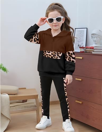 Toddler Girl Clothes Camo 2 Piece Little Girls Clothes Half Zip Up Hoodies Color Block Outfits Sweatshirt Pant Sets