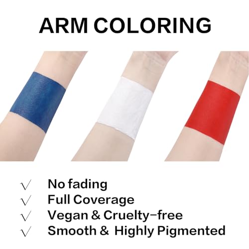 Image of BADCOLOR 3PCS Blue White Red Face Body Paint Stick, Cream Blendable Eye Black for Softball Football Baseball Lacrosse American Flags, Professional Face Painting for Halloween SFX Independence Day
