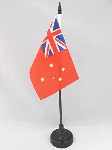 Australia Red Ensign Table Flag 4'' x 6'' - australian Desk Flag 15 x 10 cm - Black plastic stick and base - AZ FLAG