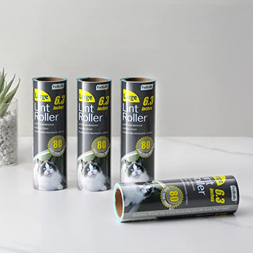 Image of Fedicelly Large Lint Rollers Pet Hair Extra Sticky Refills,Mega Value Set 6.3 inches Wider with 320 Sheets for Cat and Dog Hair Removal,80 Sheets Per Roller
