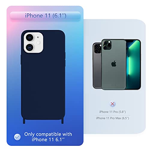 Image of Compatible with iPhone 11 Case with Lanyard Crossbody iPhone Case with Strap Adjustable Shockproof Drop Protection Silicone Phone Cover for iPhone 11 6.1'' Navy Blue