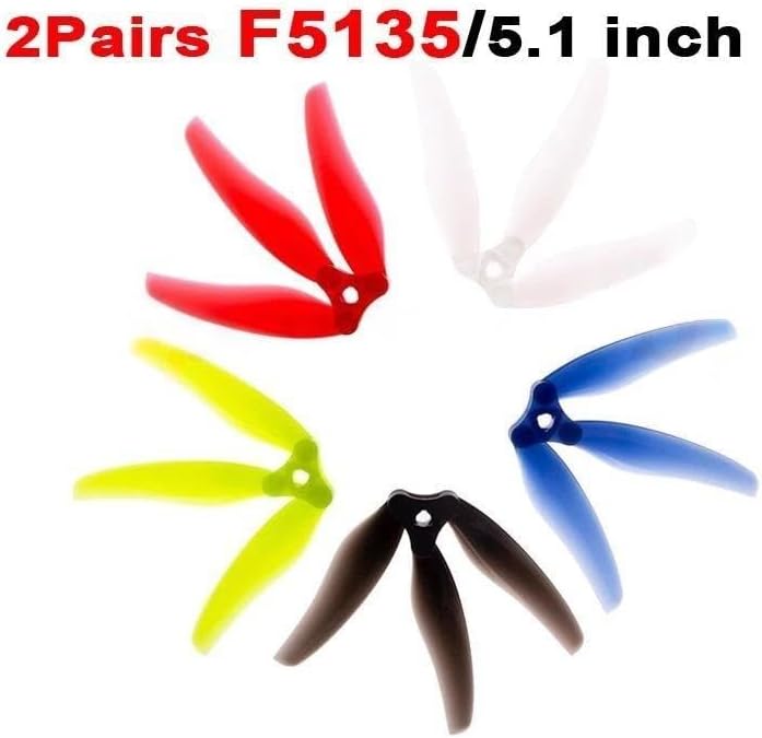 12PCS/2Pairs GF Floppy F5135 5.1inch 3-Blades Foldable Folding Propeller 5mm Popo Compatible for RC FPV Racing Drones (2pairs Balck F5135)