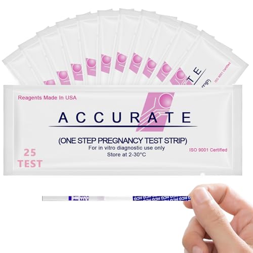 25pcs Tira Reactiva de Embarazo, Tests de Embarazo, Prueba de Embarazo de Sensibilidad 10 mUI/ml, Test Rápido de hCG de Orina, Detección Temprana de Gravidez Disponible