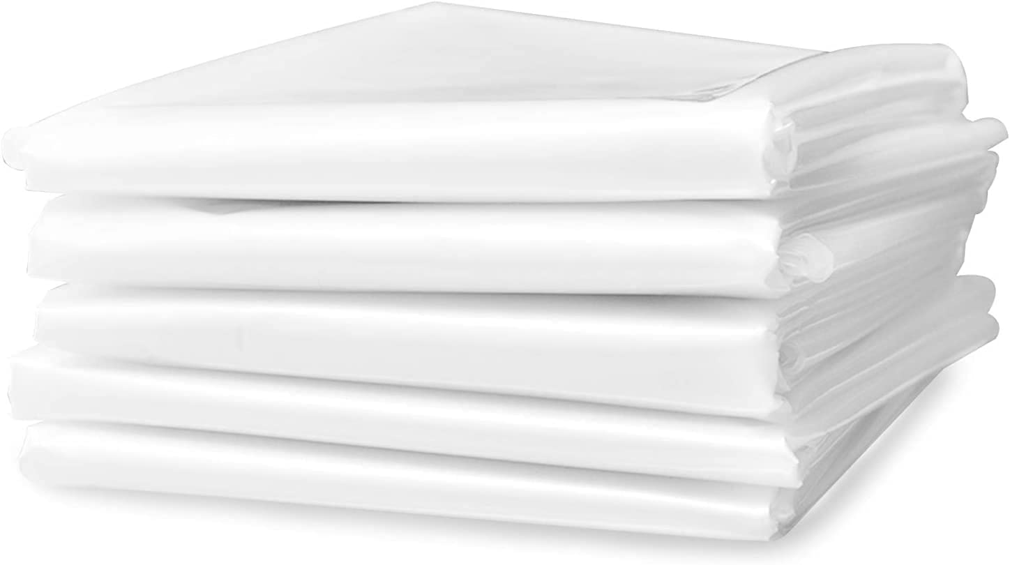 5 Sheets Plastic Drop Cloths, Plastic Sheeting Plastic Painting Tarp Paint Drop Cloth Waterproof Plastic Cover Anti-dust Furniture Cover Couch Cover for Painting Floor (4 x 20m/ 13 x 65.6 Feet)